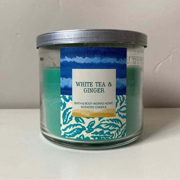 Bath and Body Works White Tea & Ginger Large 3 Wick Scented Candle- 14.5oz - Picture 1 of 4